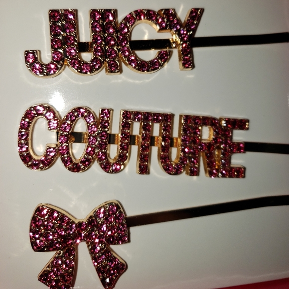 Juicy Couture rhinestone hair clips set of